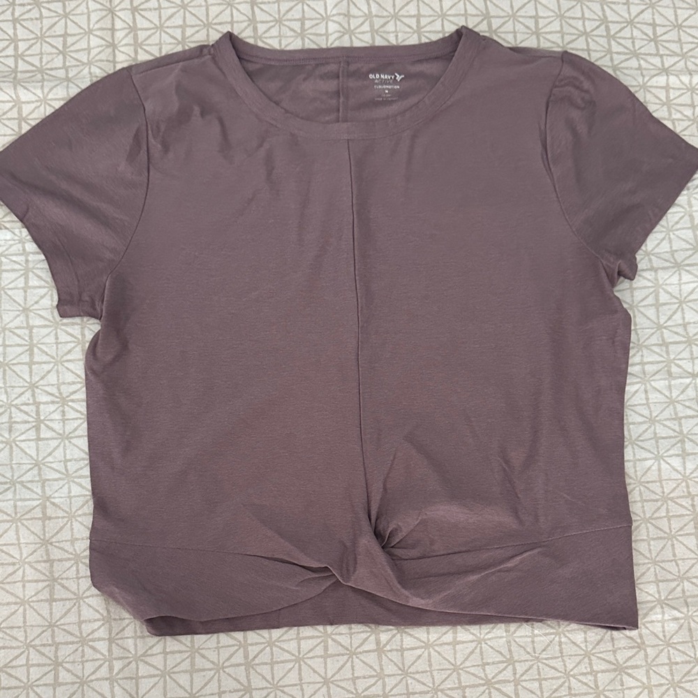 Old Navy Mauve Short Sleeve Twist-Front Tee